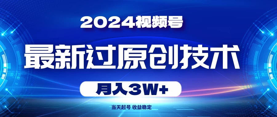 (10704期)2024视频号最新过原创技术,当天起号,收益稳定,月入3W+-后生网课库